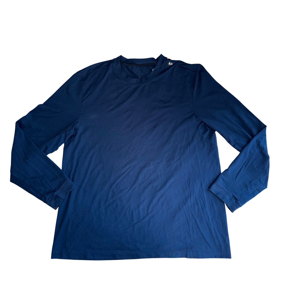 Lululemon Long Sleeve Shirt Mens Large Navy Blue Excellent Athletic Crew Neck